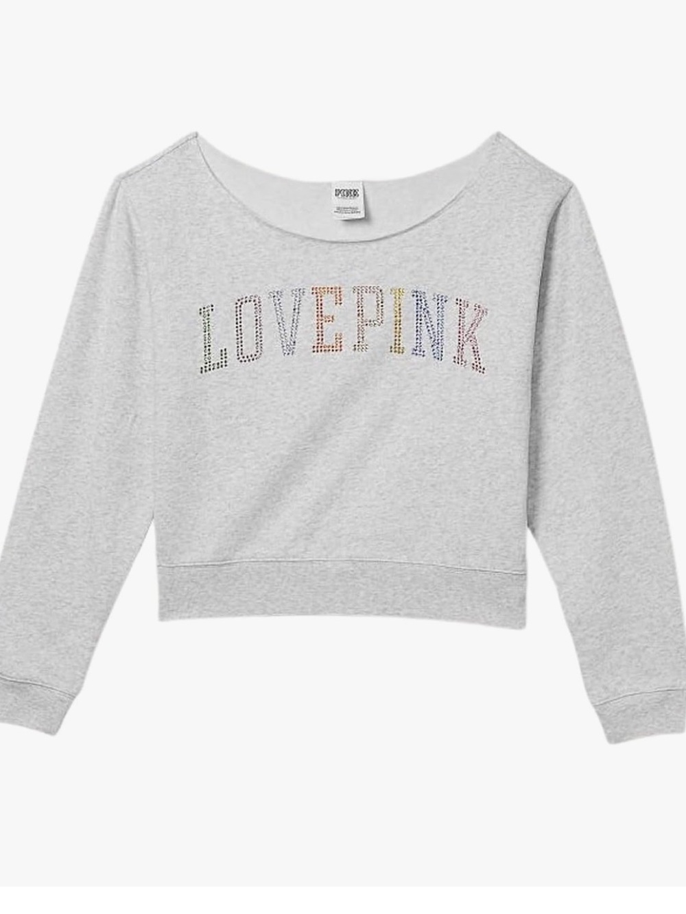 PINK Victoria's Secret Gray Rhinestone "LOVE PINK" Sweatshirt